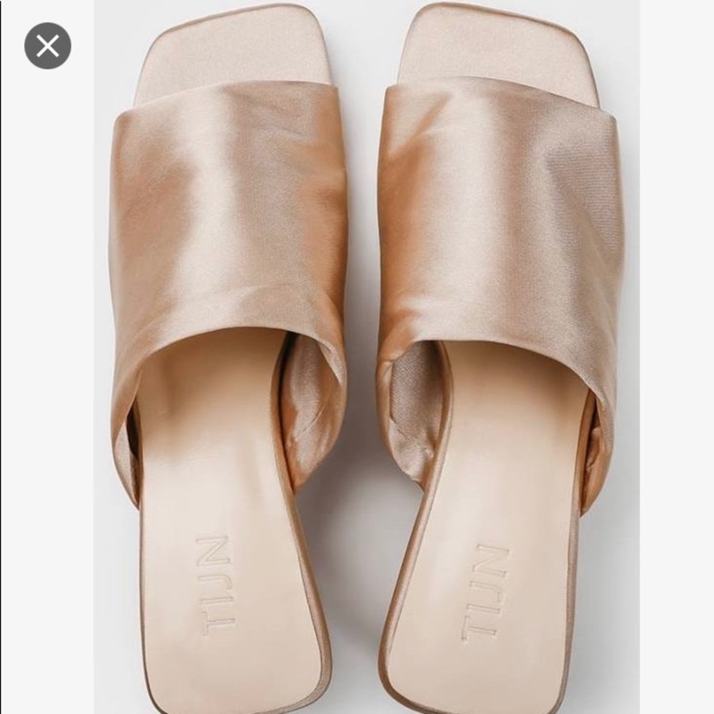 Karina Mule Shoes in silky light gold color